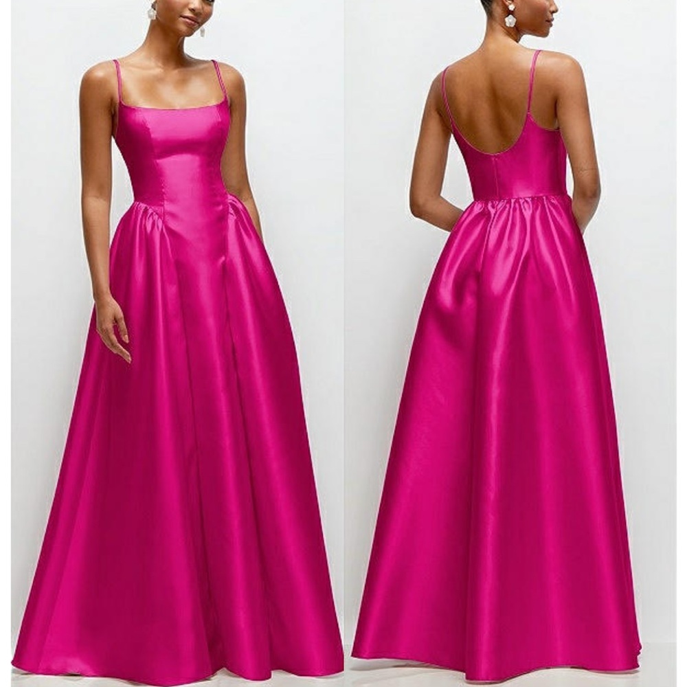 Dessy Collection Pink A-line Spaghetti Strap Dress